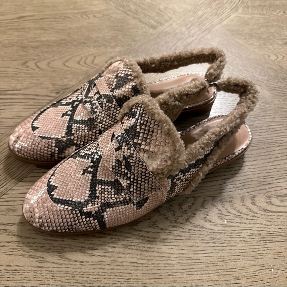 Unique Aerosoles GABRIELLE Fur Lined Snake Print Slip On Loafer Womens Size 11